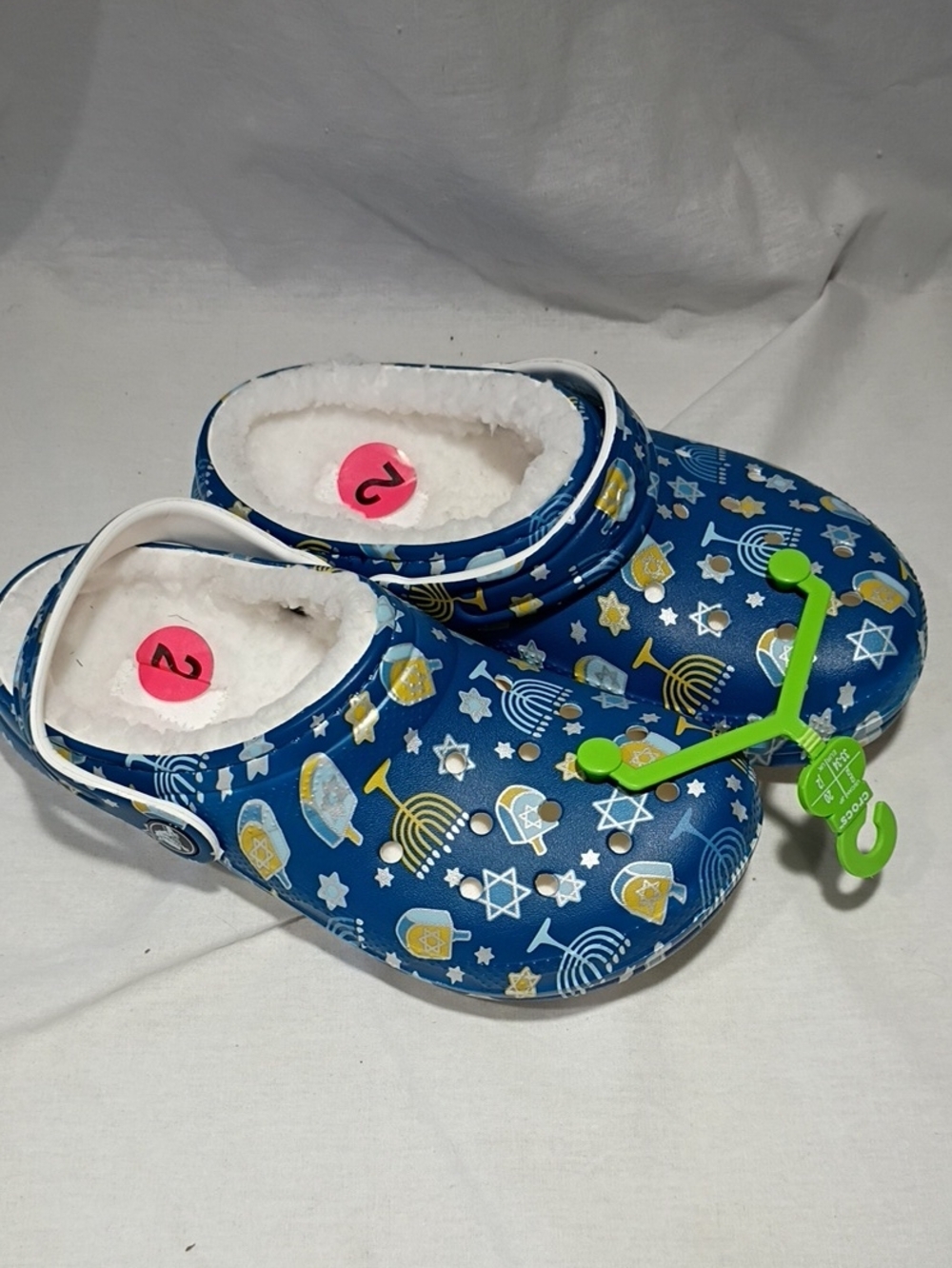 NWT Crocs Boys Slip On Shoe Classic Hanukkah Lined Clogs, Kids' Slippers Sz 2